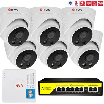 Комплект IP відеоспостереження 6 внутрішніх камер 3Мп HFWVISION + відеореєстратор + PoE комутатор