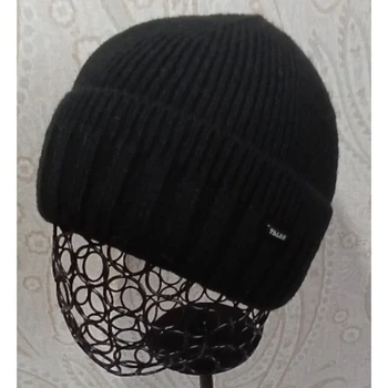 Шапка мужская зимняя с подворотом Talan шерсть зима подкладка флис черная one size (1344B)