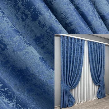 Комплект готовых штор VR-Textil Жаккард Sultan XO №1149ш Синий 150х290 см 2 шт (33-1288)