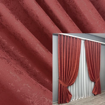 Комплект готовых штор VR-Textil Жаккард Мрамор Al1 № 1303ш Красный 100х270 см 2 шт (31-685)