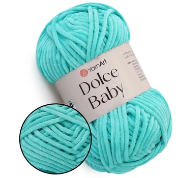 YarnArt Dolce Baby, Бирюза №746 − плюшевая пряжа ЯрнАрт Дольче Беби, 50 г / 85 м, для вязания игрушек, пледов, пинеток и детской одежды