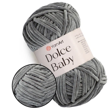 YarnArt Dolce Baby, Сірий №760 - плюшева пряжа ЯрнАрт Дольче Бебі, 50 г / 85 м, для в'язання іграшок, пледів, пінеток і дитячого одягу