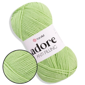 Пряжа акриловая YarnArt Adore (ЯрнАрт Адор) №359 Салатовый - антипиллинг, 100 г / 280 м, для одежды, пледов, игрушек, вязания спицами и крючком