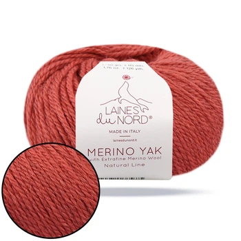 Laines du Nord Merino Yak, Терракот №30, пряжа с шерсти яка и альпаки, 50 г / 115 м, мягкая тёплая пряжа для вязания, зимняя