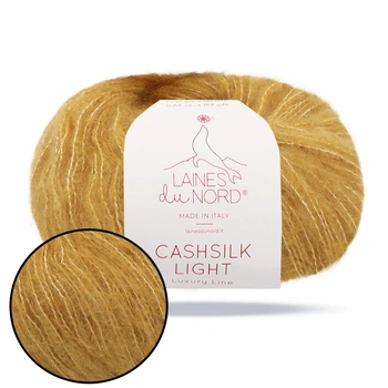 Laines du Nord Cashsilk Light, Горчица №3000, пряжа с кашемиром и шелком, 25 г / 145 м, для вязания свитеров, шарфов, кардиганов, аксессуаров