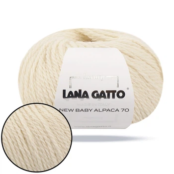 Lana Gatto New Baby Alpaca 70, Белый №30176, пряжа из шерсти бэби альпаки, 50 г / 125 м, для вязания свитеров, кардиганов, шапок, детских вещей