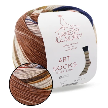 Laines du Nord Art Sock, №06, носочная пряжа 100г/420м, 75% шерсть / 25% нейлон, секционное окрашивание