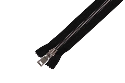 Zipper Металева блискавка хром, чорна, 20см, для одягу, сумок, аксесуарів