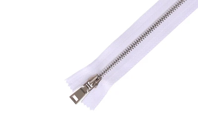Zipper Металева блискавка хром, біла, 20см, для одягу, сумок, аксесуарів