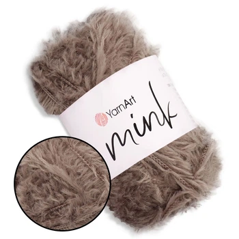 YarnArt Mink, Коричневый №332 - пряжа Ярнарт Минк с имитацией меха, 50 г / 75 м, 100% полиамид, для пледов, свитеров, детских изделий, игрушек