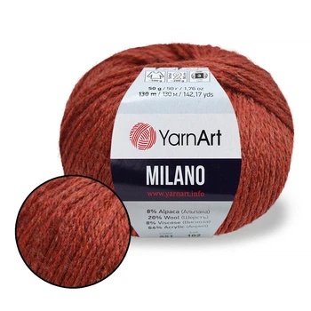 YarnArt Milano, Терракот №857– полушерстяная пряжа с альпакой, вискозой и акрилом, 50 г / 130 м, для шапок, жилетов и демисезонных изделий