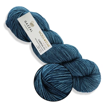 Gazzal Wool Star, №3820 - 100% мериносова вовна, 100 г / 350 м, пасма ручного фарбування для в'язання светрів, шапок, шарфів, Вул Стар