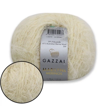 Gazzal Marilyn & Merinos, Крем №8270 - пряжа з мериноса з поліамідом, 50 г / 88, м для светрів, шапок і кардиганів, Газзал Мерилін Меринос