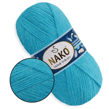 Nako Mohair Delicate, Бирюзовый №6134 - пряжа Мохер Деликат 100 г / 500 м, 85% акрил, 10% шерсть, 5% мохер, тонкая, для шалей, свитеров и кардиганов
