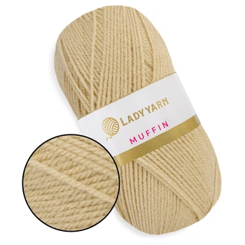 Lady Yarn Muffin, Светлый беж №13 - акриловая пряжа 100 г / 300 м, 100% акрил, для свитеров, пледов, игрушек, аксессуаров и ковровой вышивки