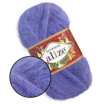 Alize Kid Mohair50, Світло-синій №975, Кід Мохер, 62% кід мохер, 38% поліамід, 50 г / 500 м, легка пухнаста пряжа з мохером, для шалей, павутинок