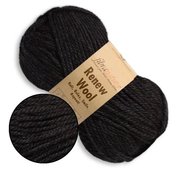 FibraNatura Renew Wool, Черный №112 – пряжа для вязания, 50 г / 100 м, 65% виргинская шерсть / 35% переработанная шерсть, для свитеров, кардиганов