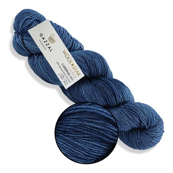Gazzal Wool Star, Синій №3819 - 100% мериносова вовна, 100 г / 350 м, пасма ручного фарбування для в'язання светрів, шапок, шарфів, Вул Стар