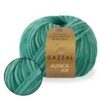 Gazzal Alpaca Air, Морская волна №107 - пряжа с альпакой 50 г / 150 м, беби альпака, меринос, полиамид, для свитеров, кардиганов, шапок