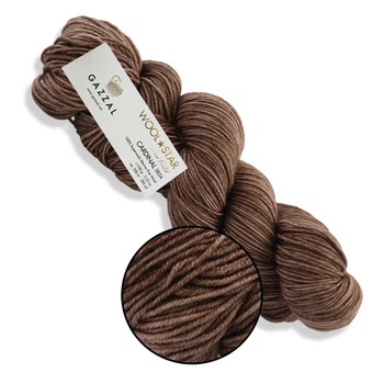 Gazzal Wool Star, Коричневий №3805 - 100% мериносова вовна, 100 г / 350 м, пасма ручного фарбування для в'язання светрів, шапок, шарфів, Вул Стар