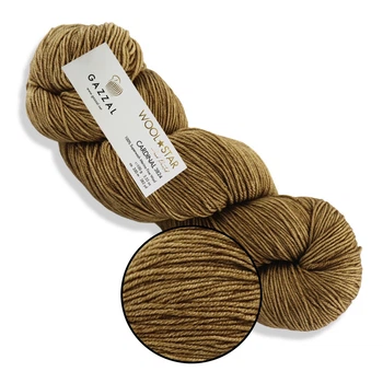 Gazzal Wool Star, Світло-коричневий №3809 - 100% мериносова вовна, 100 г / 350 м, пасма ручного фарбування для в'язання светрів, шапок, шарфів