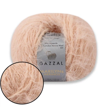 Gazzal Marilyn & Merinos, Персик №8271 - пряжа з мериноса з поліамідом, 50 г / 88, м для светрів, шапок і кардиганів, Газзал Мерилін Меринос
