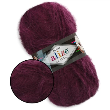 Alize Mohair Classic, Слива №952 - полушерстяная пряжа 100 г / 200 м, 24% мохер / 25% шерсть / 51% акрил, для свитеров, кардиганов, шапок и джемперов