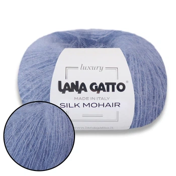 Lana Gatto Silk Mohair, Голубой №7264 - премиальная тонкая пряжа, суперкидмохер с шелком, 25 г / 212 м, для вязания свитеров, шапок, шарфов