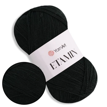 YarnArt Etamin, Черный №422 - тонкая пряжа, 100% акрил, для вязания крючком, игрушек, салфеток и детской одежды, 30 г/180 м