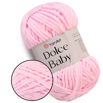 YarnArt Dolce Baby, Фламинго №750 − плюшевая пряжа ЯрнАрт Дольче Беби, 50 г / 85 м, для вязания игрушек, пледов, пинеток и детской одежды