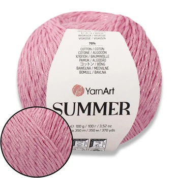 YarnArt Summer, Розовый №01, летняя пряжа для вязания спицами и крючком, 100 г / 350 м, хлопок с вискозой