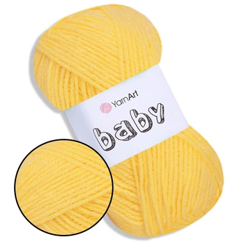 Пряжа YarnArt Baby, Банан №315, 100% акриловая детская нитка для игрушек, пинеток, пледов, одежды, для вязания спицами и крючком