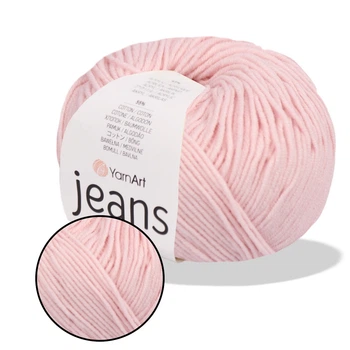 YarnArt Jeans, Светло-розовый №18 – пряжа нити для вязания спицами и крючком (игрушки, одежда), 55% хлопок, 45% акрил, 50 г/160 м, полухлопок Ярнарт
