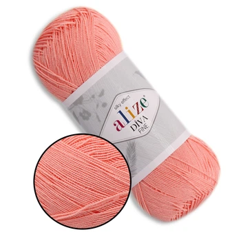 Alize Diva Fine, Персик №145, тонка пряжа для літа, для топів і тунік, мікрофібра, турецька пряжа, Алізе Діва Файн
