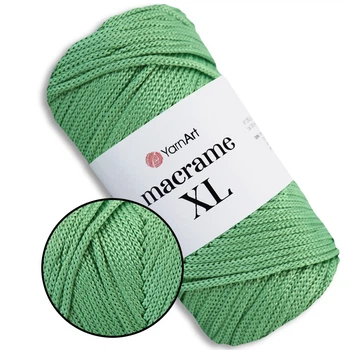 Пряжа YarnArt Macrame XL, Бледно-зеленый №173, полиэстеровый шнур 3 мм, ЯрнАрт Макраме ХЛ нитка для вязания крючком и спицами, полиэстер 100%