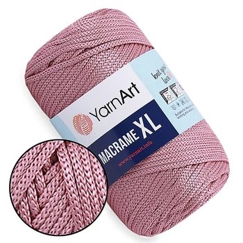 Пряжа YarnArt Macrame XL, Пильна троянда №141, поліестеровий шнур 4 мм, ЯрнАрт Макраме ХЛ нитка для в'язання гачком і спицями, поліестер 100%