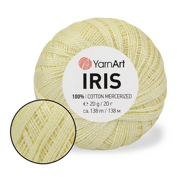 Пряжа YarnArt Iris, Ніжно-жовтий №0912, Ярнарт Ірис 100% мерсеризована бавовна, нитки для в'язання гачком і спицями іграшок, купальників, топів