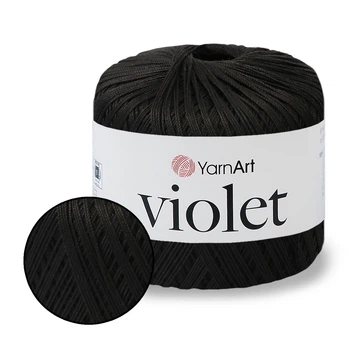 Пряжа YarnArt Violet Чорний №999, ЯрнАрт Віолет турецька нитка для в'язання 100% бавовна для іграшок, пінеток, пледів та одягу спицями і гачком