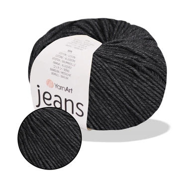 YarnArt Jeans, Темно-серый №28 – пряжа нити для вязания спицами и крючком (игрушки, одежда), 55% хлопок, 45% акрил, 50 г/160 м, полухлопок Ярнарт