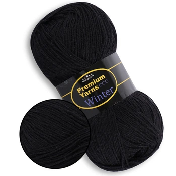 Пряжа Premium Yarn Winter, Черный No601 полушерстяная нить для вязания носков, шапок, шарфов и других зимних изделий спицами и крючком, Премиум Ярн Ви
