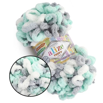 Alize Puffy Color, №6408 (100г/ 9м) плюшева фантазійна пряжа з готовими петлями для в'язання руками пледа іграшок і балаклави, Алізе Пуффі, Алізе Пуфф