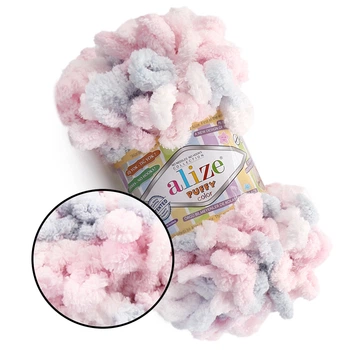 Alize Puffy Color, №5864 (100г/ 9м) плюшева фантазійна пряжа з готовими петлями для в'язання руками пледа іграшок і балаклави, Алізе Пуффі, Алізе Пуфф