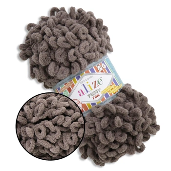 Alize Puffy Fine NEW, Кофейный №305 плюшевая нитка с готовыми петлями для вязания руками пледа игрушек и балаклавы, Ализе Пуффи Файн, Пуфи Алізе Пуфі