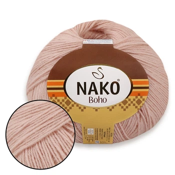 Пряжа Nako Boho, Пудра №12538 полушерстяная нить для вязания джемперов, кофт, перчаток, носков, шапок, шарфов и других зимних изделий спицами и крючко