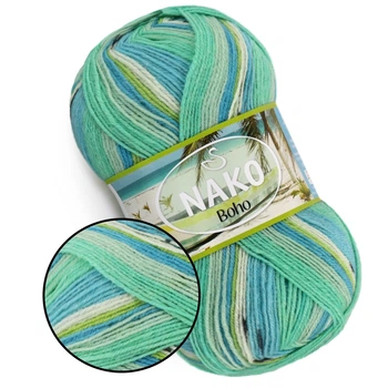 Пряжа Nako Boho, №81926 полушерстяная нить для вязания джемперов, кофт, перчаток, носков, шапок, шарфов и других зимних изделий спицами и крючком, мер