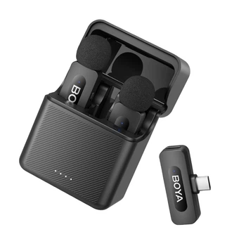 Двойной беспроводной петличный микрофон BOYA BY-V30 Type-C, 2.4G, с зарядным кейсом
