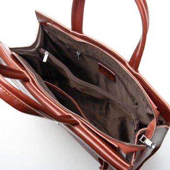 Сумка кожаная женская коричневая 34×27×12 см PD-400330