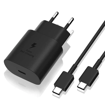 25W Швидка зарядка для телефону Samsung Huawei Apple Meizu зарядка для самсунга айфона мережевий зарядний пристрій з швидкою зарядкою блок живлення адаптер Super Fast Charging PD Power Delivery та Зарядний кабель Type-C 1м Black KT-25-B