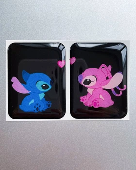 Набор парных объемных 3D наклеек черный «Lilo and Stitch» (Лило и Стич) стикер для декора телефона, ноутбука, блокнота