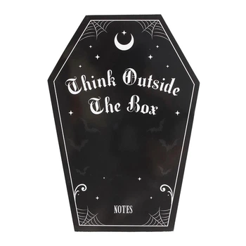 Скетчбук у формі труни з написом Think outside the box